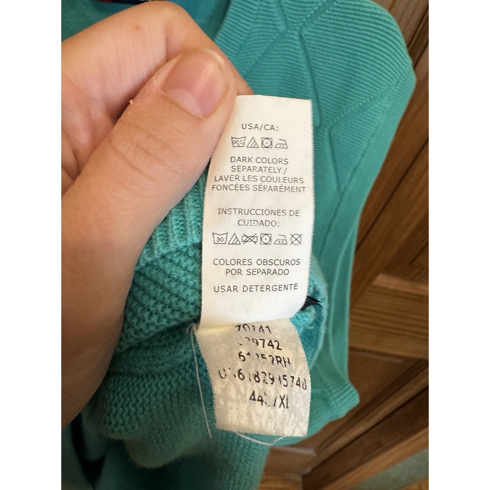 Chaps Men's XL Sweater‎ Vest Aqua Blue Diamond Knit Pullover Sleeveless Classic - Picture 5 of 7